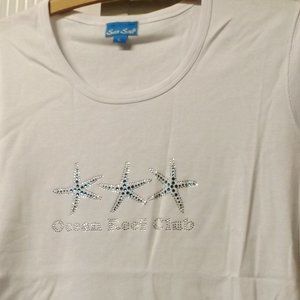 SEA SALT SHORT SLEEVE T-SHIRT WITH BLING, SIZE LARGE